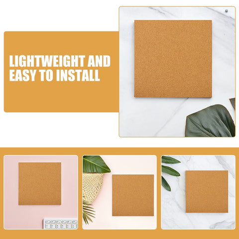 HOOWIFFY 5Pcs Sound Insulation Cork Board Tiles with Self Adhesive Backing for Wall Decor