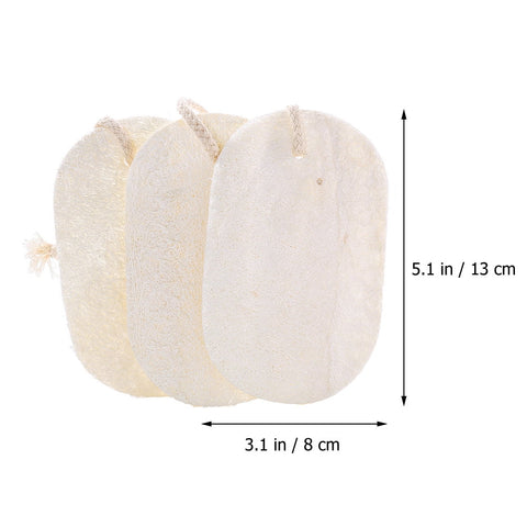 HOOWIFFY 3-Pack Natural Loofah Sponge Kitchen Scrubber Set with High Absorption Beige Multipurpose Cleaning Brushes