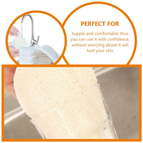 HOOWIFFY 3-Pack Natural Loofah Sponge Kitchen Scrubber Set with High Absorption Beige Multipurpose Cleaning Brushes