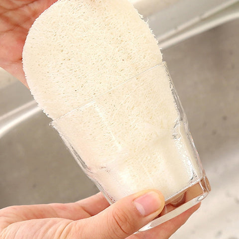 HOOWIFFY 3-Pack Natural Loofah Sponge Kitchen Scrubber Set with High Absorption Beige Multipurpose Cleaning Brushes