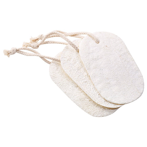 HOOWIFFY 3-Pack Natural Loofah Sponge Kitchen Scrubber Set with High Absorption Beige Multipurpose Cleaning Brushes