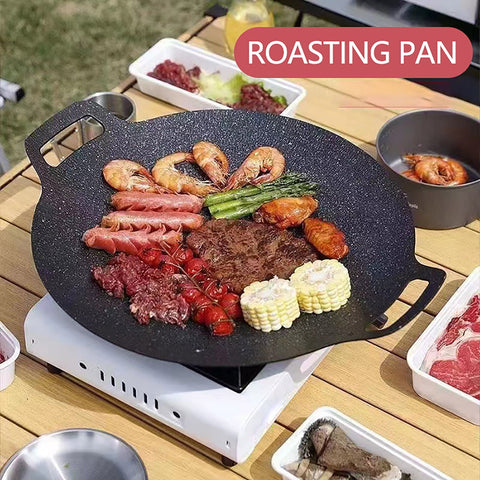 Chmadoxn Diameter 10.9 inch Universal Cast Iron Grill Pan, Large Round Cast Iron Pan with Two Handles, Multifunctional Frying Pan 10.9" A