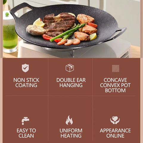 Chmadoxn Diameter 10.9 inch Universal Cast Iron Grill Pan, Large Round Cast Iron Pan with Two Handles, Multifunctional Frying Pan 10.9" A