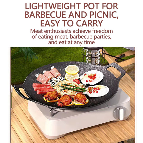 Chmadoxn Diameter 10.9 inch Universal Cast Iron Grill Pan, Large Round Cast Iron Pan with Two Handles, Multifunctional Frying Pan 10.9" A