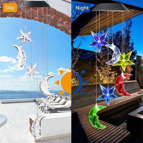Darzheoy Solar Wind Chimes Outdoor, Color Changing Solar Mobile Wind Chime Waterproof Solar Powered LED Hanging Lamp for Home Outdoor Yard Garden Decor