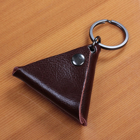 YARNOW Guitar Pick Holder Genuine Leather Guitarra Plectrum Case Bag Triangle Keychain Accessories (Brown)