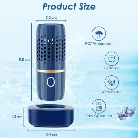 Fruit and Vegetable Purifier Cleaner Washing Machine Capsule Shape Disinfection  Purification Technology for Cleaning Grains Rice Meat Seafood, Blue (high-end charging version)