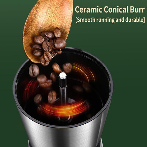 Precision Manual Coffee Grinder Large Capacity for Home Use, 8 Adjustable Coarseness Setting, Ceramic Burr Hand Held Stainless Steel Espresso Bean Mill for Travel Camping, Easy to Clean15*8.5*21.5cm