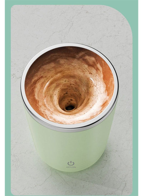 Self Stirring Mug, Electric Mixing Cup Magnetic Rechargeable Auto Mug Coffee Rotating Home Office Travel Suitable for Coffee/Milk/Cocoa (Green350ml)