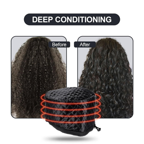 Electric Hair Steamer Cap, Hair Care Hat Heating Cap with 10 Gears Temperature and Timer Control, Thermal Heat Cap for Black Hair Thermal (Black23*17*13cm)