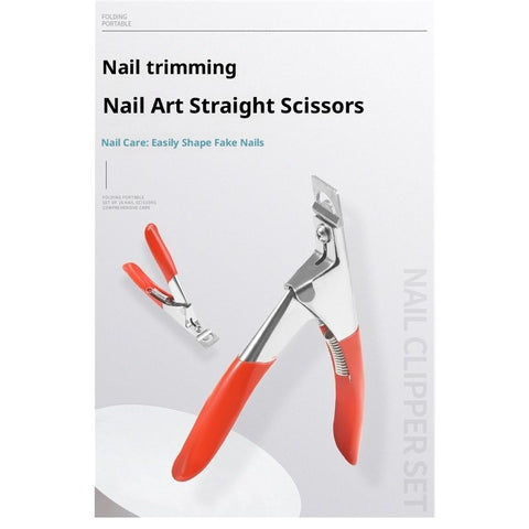 Nail Clippers Acrylic Nail Cutter Acrylic UV Gel False Nail Tips Edge U Clipper Cutter Manicure Tools Trimmers Nail Art Tools Acrylic Nail Clippers（red 2pcs）