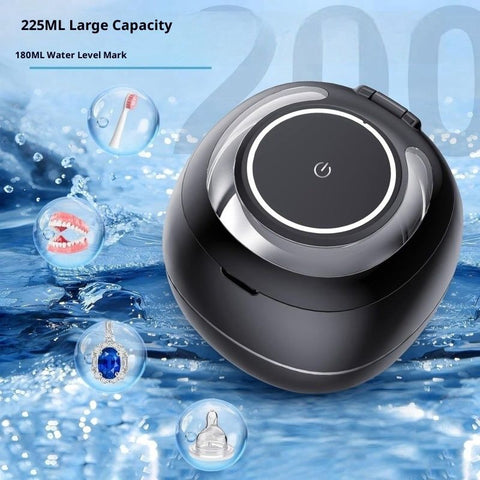 Upgraded Ultrasonic Retainer Cleaner Machine, 45kHz Ultrasonic Dentures Cleaner for Night Guards, Braces, Aligner, Toothbrush, Jewelry and More, 180ML Capacity, Black