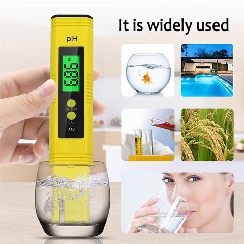 PH Meter, Digital PH Meter for Water, 0.01 High Accuracy PH Tester with 0-14 PH Measurement Range for Hydroponics, Household Drinking, Pool and Aquarium （yellow）