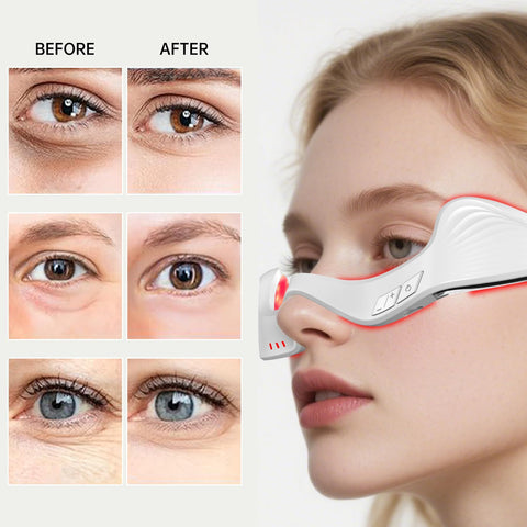 Red Light Eye Massager,Red Light Glasses,Under Eye Light Therapy Device,Red Light Beauty Device Eye Massage Light-Weight,Reducing Dark Circles,Puffiness,Wrinkles (Milky)