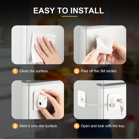 Locks for Refrigerator, 4 Pack Fridge Lock with Keys, Lock for a Fridge,White Refrigerator Lock（white）