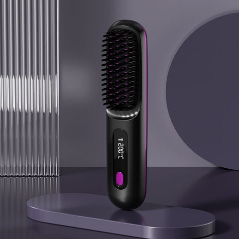 Hair Straightener – Cordless Comb with Negative Ion, Fast Heating & Portable Travel Design, Rechargeable Brush for Straightening and Curling (1Pcs)