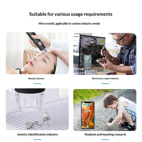 Wireless Skin Analyzer Machine Dermatoscope Scalp/Skin/Hair follicle Detection Testing Analysis Magnifier UV Skin Analyzer Professional 1000X Facial Skin Detector Digital Microscope
