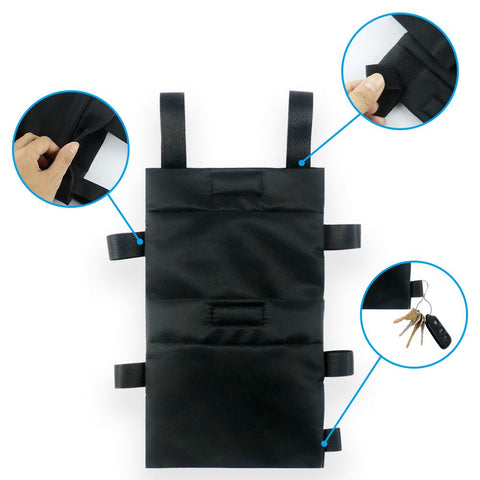 Large Capacity Accessories Storage Pouch Organizer Bag with Drink Holder and Multiple Pockets, Universal Waterproof Crutches Bag, Underarm Crutches Attachment (Black,oniy bag)
