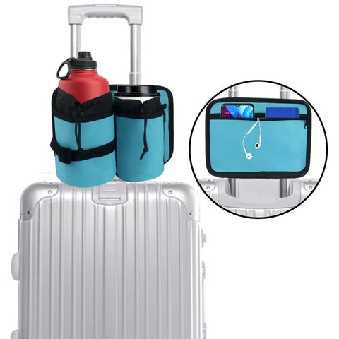 Luggage Travel Cup Holder Attachment. Hands-Free Drink Carrier for Coffee Mugs & Tumblers, Fits Suitcase & Roll-On Handles. Must-Pack Travel Accessory, Gift for Flight Attendants & Travelers