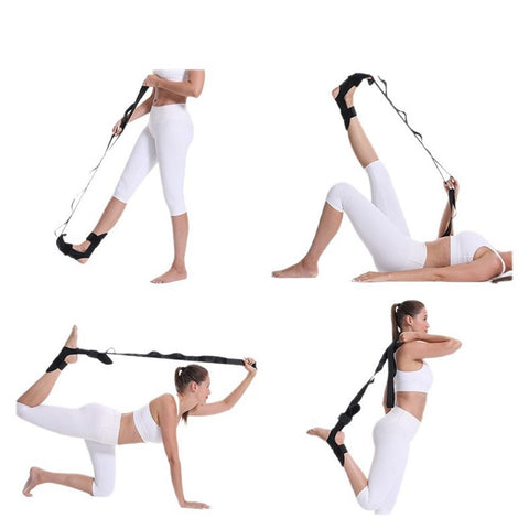 Stretch Strap with Loops for Foot and Calf - Ideal for Physical Therapy, Achilles Tendonitis Relief, and Plantar Fasciitis - Perfect for Yoga, Gymnastics, and Flexibility Training (Black)