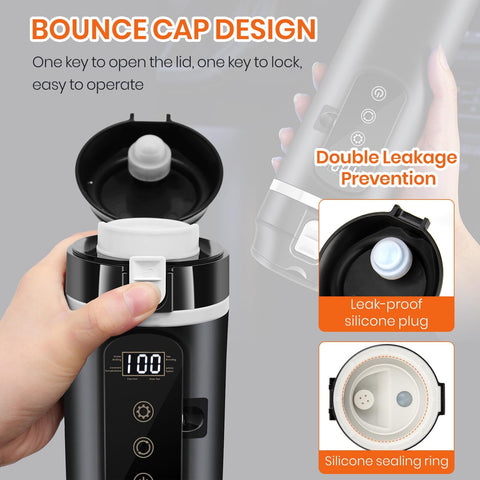 DC 12V/24V Car Travel Electric Kettle, 500ml Car Heating Mug with Anti-Spill Lid, Leak-proof, 304 Stainless Steel Liner Portable Coffee Tea Cup