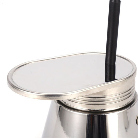 Single Spout Mocha Pot, Stainless Steel Espresso Maker Coffee Pot Lightweight Cafe Maker Portable Outdoor Camping Brewed Coffee Cup for All Electric Ceramic Gas Stovetops(50ml)