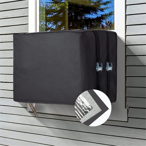 Window Air Conditioner Insulation Cover for Outside Unit, Outdoor Dust-Proof and Waterproof, 17"L × 13"H × 12"D - Black