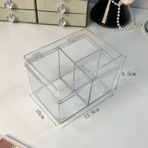 Canister for Make Up Pads, Floss Picks, Vanity Storage,Bath Salts, Cosmetics, Home Bathroom Decor （Transparent 3-grid）