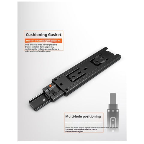 2 Pairs 8+6 Inch Full Extension Less Noise Drawer Slides all Bearing Side Mounted Drawer Slider Heavy Duty Drawer Slides, Black