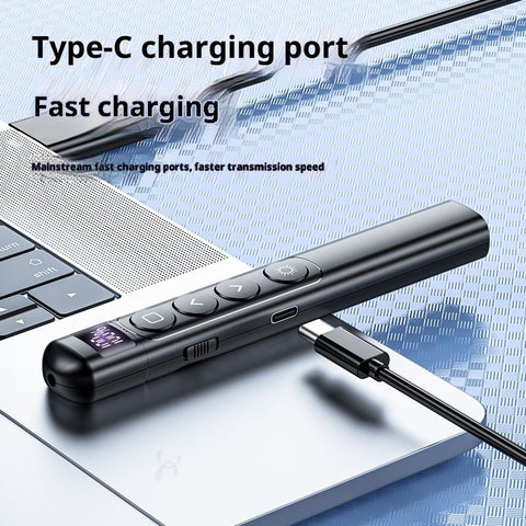 Wireless Presentation Clicker with Pointer Stick,Rechargeable Presenter Remote Light Pointer with Screen Stylus Pen and Digital Display