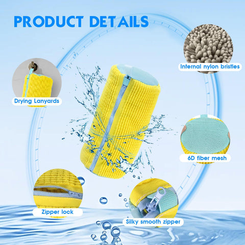 2 Pack Shoe Washing Machine Bag Shoe Washing Bag Shoe Mesh Laundry Bags Shoe Bags for Travel Reusable Shoe Cleaning Bag for All Shoe Sizes (Yellow)