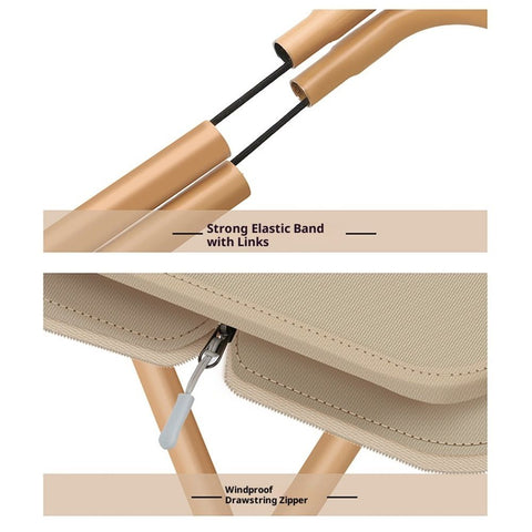 12.5" Foldable Portable Camping Stool Heavy Duty 264lbs for Adults, Lightweight Travel Stool with Carry Bag, khaki