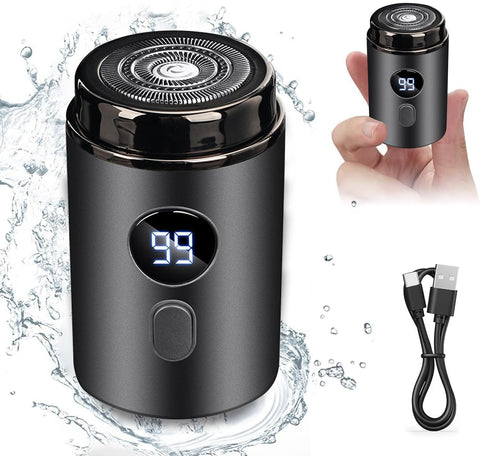 Electric Mini Razor Pockets Shaver for Men,Floating Big Shave Head Quick Shave, Waterproof Mini Portable Shaver, Charge  Power Display Mini Trimmer, Great for Travel,Car,Home Use (Gray)