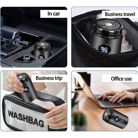 Electric Mini Razor Pockets Shaver for Men,Floating Big Shave Head Quick Shave, Waterproof Mini Portable Shaver, Charge  Power Display Mini Trimmer, Great for Travel,Car,Home Use (Gray)