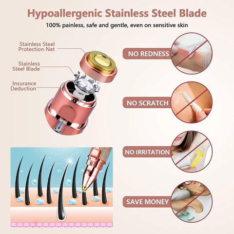 Eyebrow Trimmer Makeup Painless Eye Brow Epilator 2 in 1 Built-in Light Eyebrow Trimmer & Facial Hair Removal Main Features: * [Painless Female Hair Removal for FACE] Facial Hair Remover（13.5*3*2.5cm)