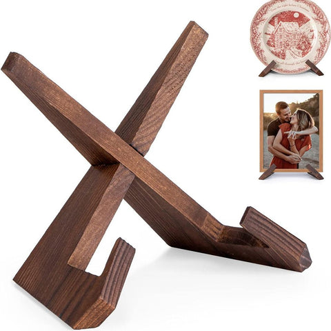 Plate Stand for Display - 6.5 Inch Plate Holder Display Stand, Wooden Picture Frame Holder, Decorative Table Top Easels