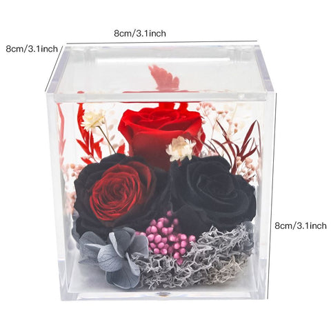 4pcs Valley of Rain & Forest Long-Lasting Real Flowers, Handcrafted Preserved Rose Bush For you to Send Love for All Occasions, Floral Arrangement for Indoor Decoration