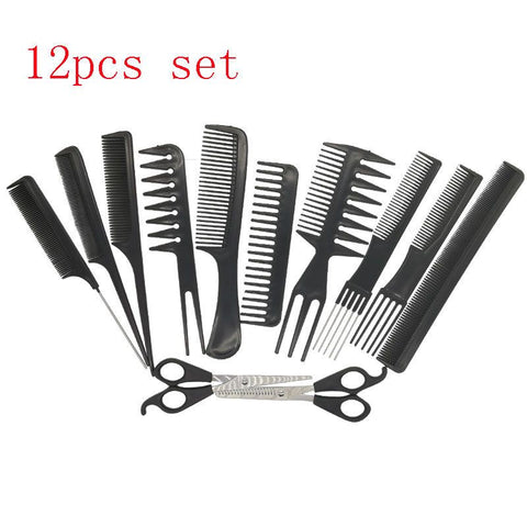 Generic Professional Hairdressing Kit 16 Pieces: Scissors, Combs, Umbrella Cape, Apron and Accessories for Barbers and Stylists, Black