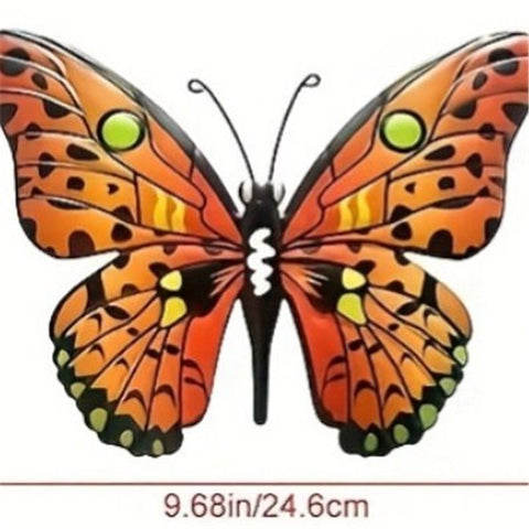 Metal Butterfly Wall Decor -24.6cm Outdoor Fence Wall Art Decor, Hanging Decoration for Garden Yard Living Room Bedroom Patio Balcony(4 Pack)