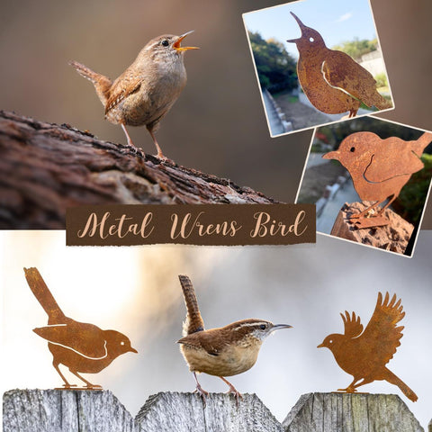 Metal Yard Art, Yard Decorations Outdoor, Metal Bird Wall Art, Fence Decorations Outdoor, Rustic Garden Decor, Garden Sculptures Statues, Bird Lover Gifts (Pack of 5)