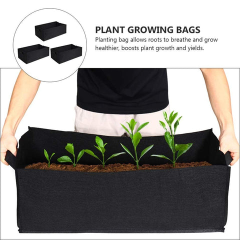 3-Pack Grow Bags, 10 Gallon Heavy Duty Thickened Nonwoven Fabric Raised Garden Bed Square Flower Planter Containers for Carrot Onion,Flowers,Fruit/Growing Pots with Handles(60x30x20cm)