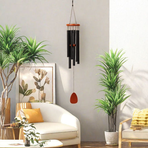 Large Aluminium Wind Chimes Outside, Soothing Melodic Memorial Sympathy Wind Chime, Suitable Outdoor Garden Decor, Gift for Mom Women Neighbors (Black Wind Chimes-26 in)