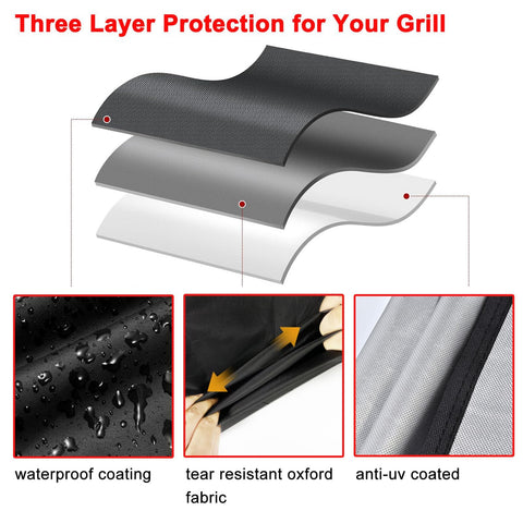 BBQ Grill Cover, 75-Inch Heavy Duty Waterproof UV Resistant Tear Resistant BBQ Gas Grill Cover for 190*71*117cm ,black