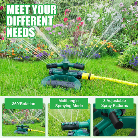 Courtyard watering tool, large area rotating garden watering tool, lawn and courtyard watering tool (green)