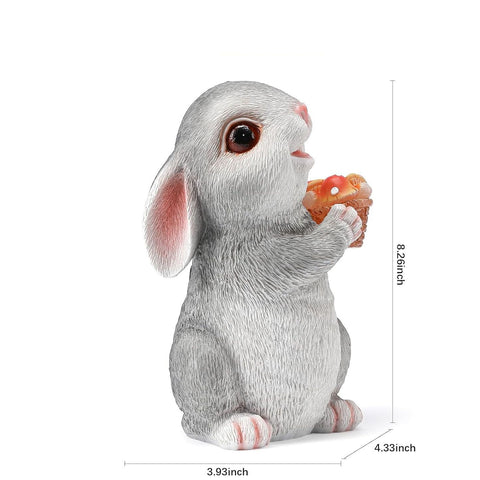 Solar Rabbit Garden Statues Outdoor Bunny Decor Resin Bunny Figurine Holding Mushroom with LED Lights for Porch Patio Lawn Yard Christmas Birthday Housewarming Gardening Gifts for Mom Grandma