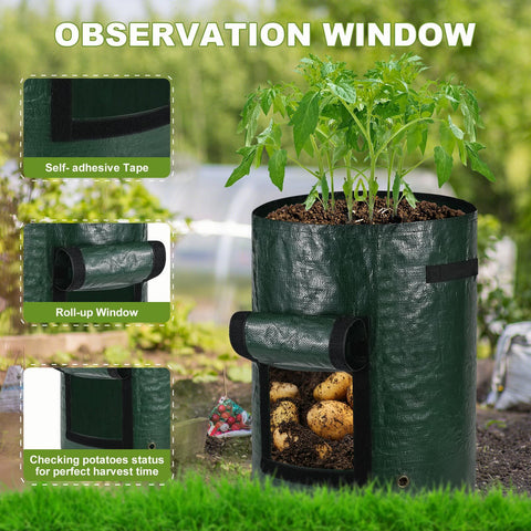 Potato Grow Bags Grow Bags 5 Pack, Heavy Fabric Planters with Harvest Window, Great for Growing Tomatoes, Vegetables and Fruits in The Garden