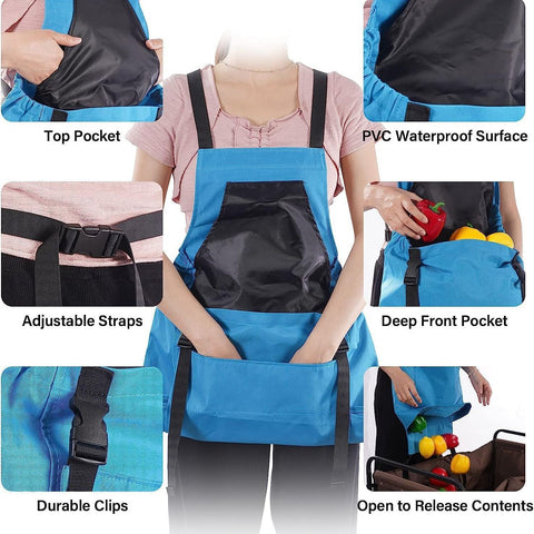 Apple Picking Bag - Waterproof Fruit Storage Apron Pouch for Outdoor Orchard, Farm, Garden, Heavy Duty