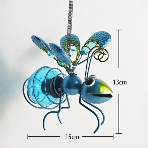 2pcs Solar-Powered Hanging Bee Light - Metal LED Outside Bugs with Bouncy Springs - Solar Fairy Lights for Outside Garden Decor Backyard Balcony Porch Spring Decoration
