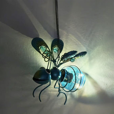 2pcs Solar-Powered Hanging Bee Light - Metal LED Outside Bugs with Bouncy Springs - Solar Fairy Lights for Outside Garden Decor Backyard Balcony Porch Spring Decoration