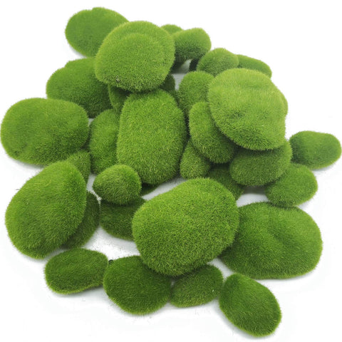 40Pcs Artificial Moss Rocks (4 Sizes), Green Moss Decor for Floral Arrangements, Fairy Gardens and Crafting